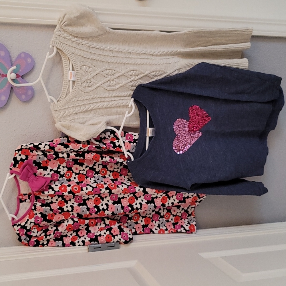 Lot of 3 Cute Girls Gymboree Dress, Sweater Dress and Top, sizes 5-6